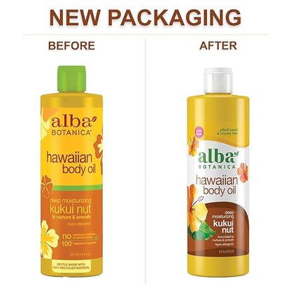 Alba Botanica Hawaiian Organic Body Oil - Kukui Nut - 8.5 Ounce (Pack of 2), 'Packaging may vary'