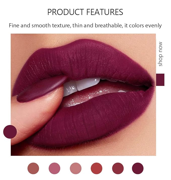 6 Colors Nude Moisturizer Smooth Lipstick, Matte Lipstick Long-Lasting