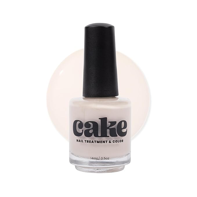 Nail Strengthener & Nail Polish Duo, Nail Repair for Damaged Nails, Nail Hardener & Growth, Non Toxic, Professional Applicator Brush, Keratin Enriched (See You Latte) - CAKE Power Boost (1 fl oz)