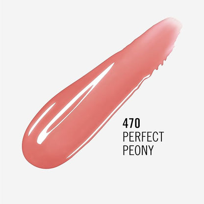 Rimmel London Stay Glossy, 470 Perfect Peony, Lip Gloss, Non-Sticky, Cruelty-Free, Color and Shine, Up To 6-Hour Wear, Precise Applicator, 0.18oz