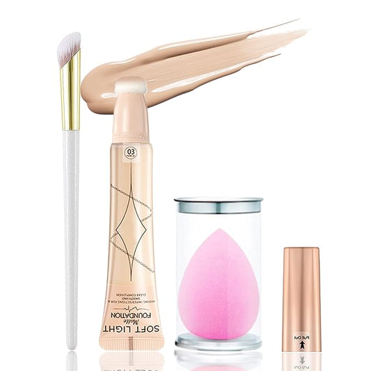 Air Cushion Foundation Beauty Wand Kit,Matte Concealer Foundation Women -03Natural