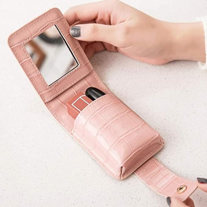 Makeup Lipstick Case with Mirror for Outside Mini Bag