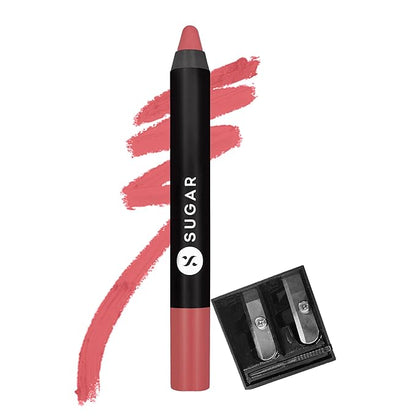 SUGAR Cosmetics Matte As Hell Crayon Lipstick27 Sunny Randall (Warm-toned light coral) with SharpenerHighly pigmented, Creamy Texture, Long lasting Matte Finish
