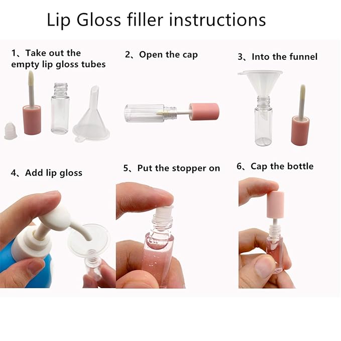 Pink lip gloss tubes with wand empty bottles gloss