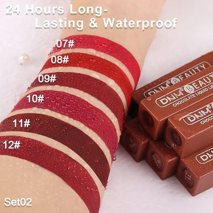 6 Pcs Chocolate Matte Liquid Lipstick Lipgloss Lip Lipgloss