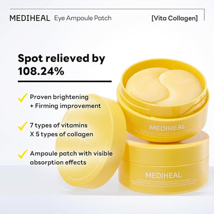 Mediheal Vita Collagen Under Eye Patches & Madecassoside Blemish Toner Pad for Daily Blemish Care