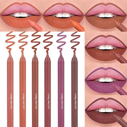 6 pcs Matte Red Lip Liner Pencil Cream Long-Lasting