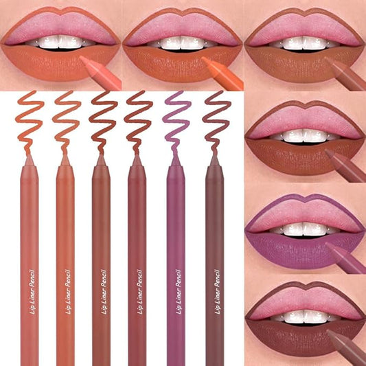 6 pcs Matte Red Lip Liner Pencil Cream Long-Lasting