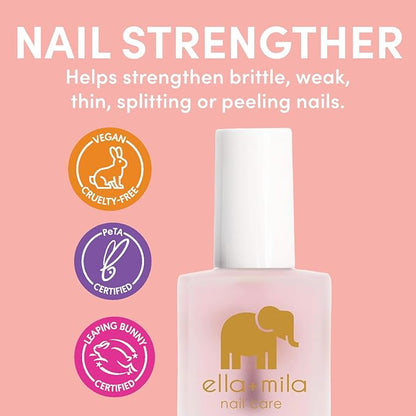 ella+mila "First Aid Kiss" Nail Strengthener and Growth treatment- Nail Repair Solution & Growth Treatment for Thin, Brittle & Damaged Nails - Nail Hardener with Vitamin E (0.45 fl oz)