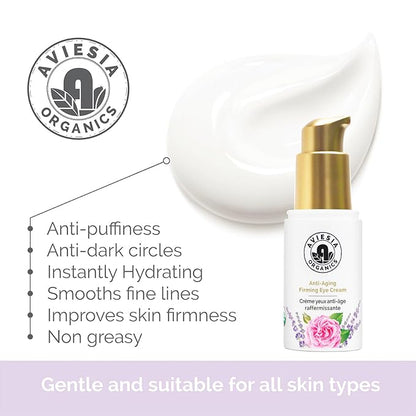 Deep Moisture Anti Aging Firming Eye Cream – USDA Certified, Plump & Hydrate , Smooth Wrinkles, Fine Lines,Dark Circles under eye treatment, Eye Cream for Puffiness and Bags Under Eyes 15ml