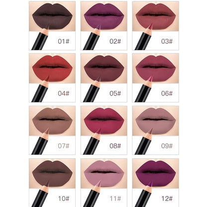 Slim Lip Pencil, Lip Liner and Lipstick Set Kit, Lip Liner Pens Set,12pcs set NICEFACE Waterproof Long lasting Lip Liner Pencil Lipliner Pen Makeup