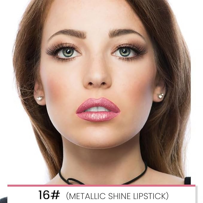 evpct 1Pcs Light Pink Pale-Pink Metallic Shine Shimmer Lip