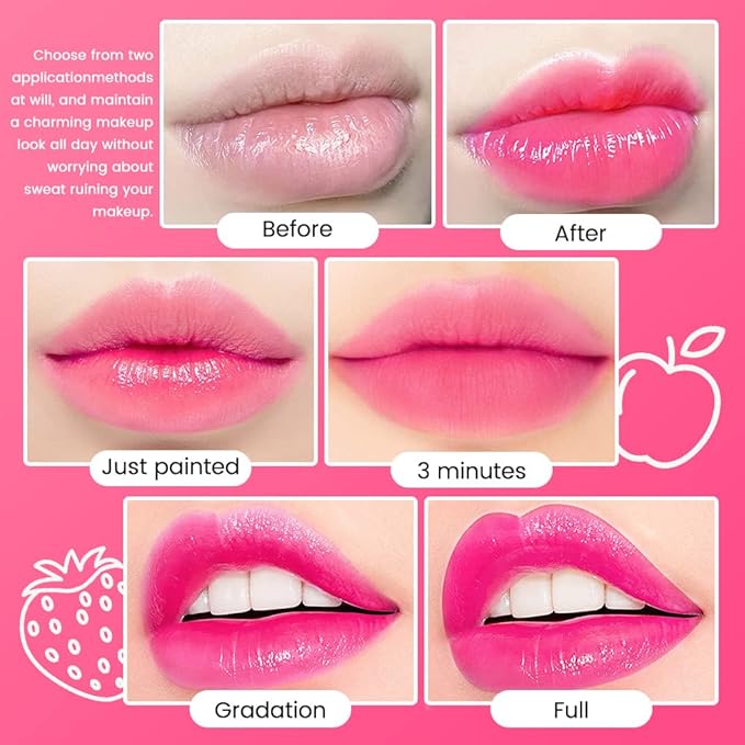 BINGBRUSH 2Pcs Bright Vivid Color Lip Tint With BINGBRUSH