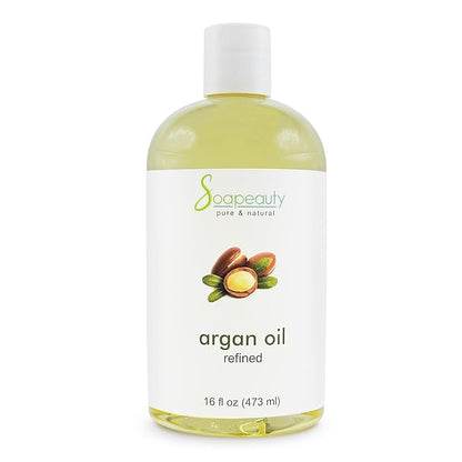 Soapeauty ARGAN OIL | 100% Natural & Pure | Cold Pressed & Deodorized | Carrier for Essential Oils, Face, Body and Skin Care, Hair Growth & Moisturizer | 16 fl oz