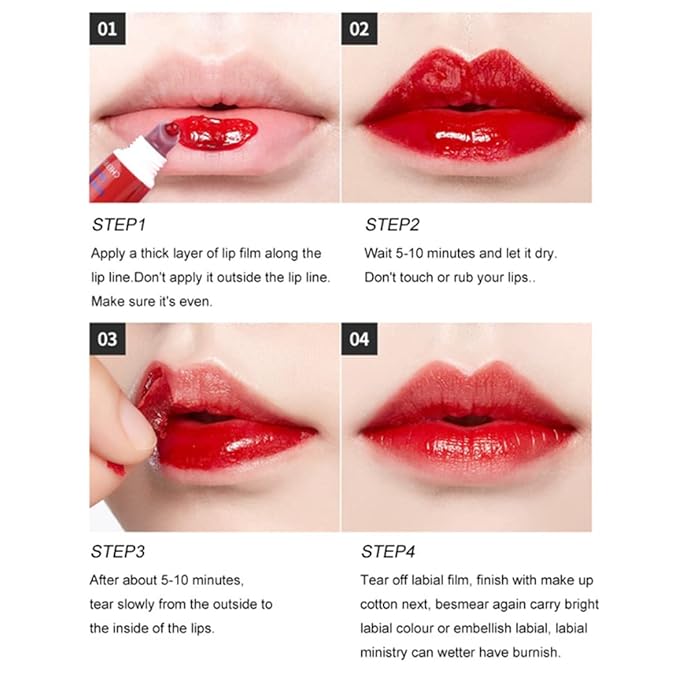6 Colors Tattoo Magic Color Peel Off Mask Tint Long Lasting Waterproof Lip Gloss