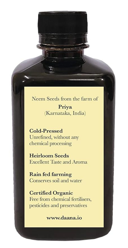 DAANA Neem Oil for Skin and Hair: Certified USDA Organic, Extra Virgin, Cold Pressed (12 Fl Oz)