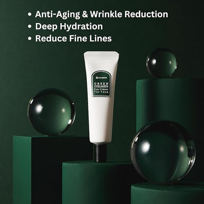 LEADERS Green Collagen Eye Cream for Face – Vegan Anti-Aging Eye Treatment, Reduces Fine Lines & Dark Circles Without Irritation, Improves Skin Elasticity & Hydration, Softens Wrinkles, 30ml