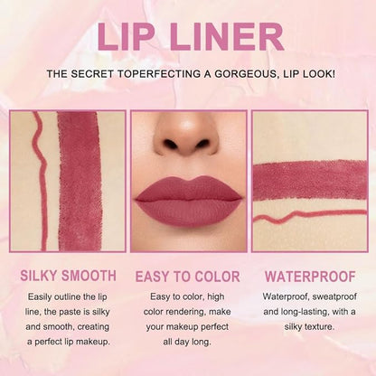 evpct 1Pcs Mauve Red Lip Liner and Lipstick