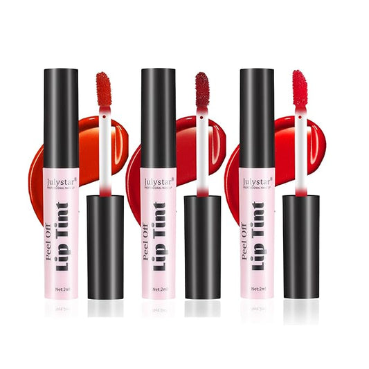 3 Colors Peel Off Matte Lip Tint, Peel Off Lip Stain, Matte Lasting Tattoo Lip Gloss, Non-Stick Cup Liquid Lipstick Tinted Lip Stain,Waterproof Formula (1&2&3#)