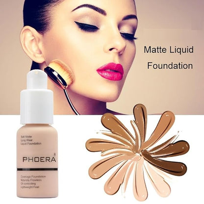 2 Pack PHOERA Foundation,Flawless Soft Matte Liquid Foundation