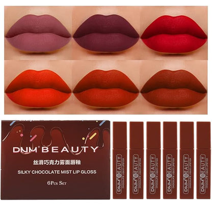 6Pcs Chocolate Matte Liquid Lipstick Lipgloss Lip Gloss Lipgloss