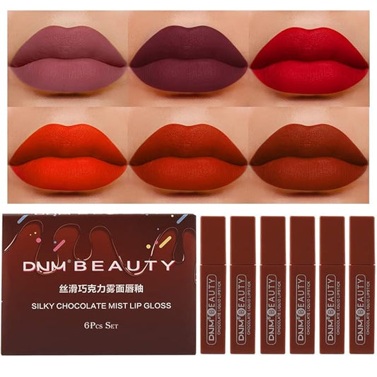 6Pcs Chocolate Matte Liquid Lipstick Lipgloss Lip Gloss Lipgloss