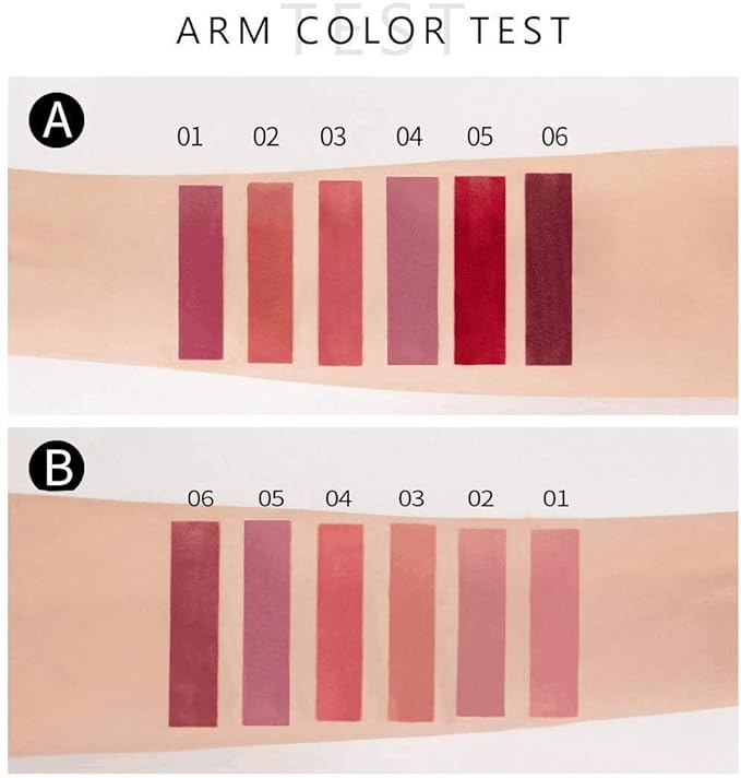 6Pcs Matte Liquid Lipstick Set Waterproof Long Lasting Non-Stick Cup Not Fade Makeup Liquid Set Moist Lip Gloss Lipgloss for Women # A