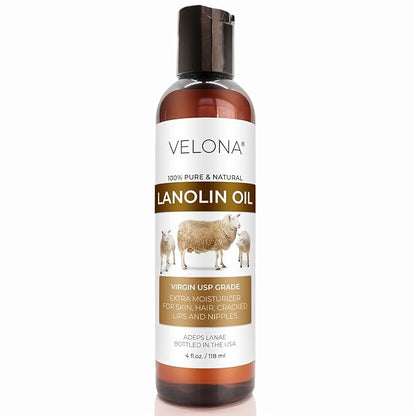 velona Lanolin Oil USP Grade 4 fl oz | 100% Pure and Natural Carrier Oil | Refined, Cold pressed | Skin, Hair, Body & Face Moisturizing | Use Today - Enjoy Results