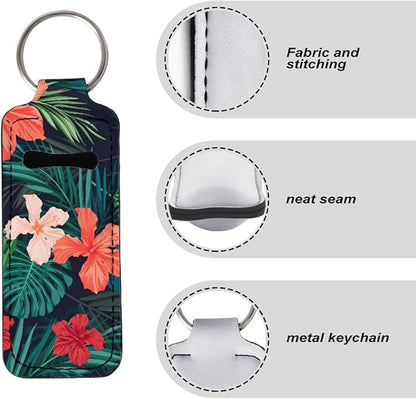 Horeset Chapstick Holder for Women Ladies,Tropical Floral Portable Gloss