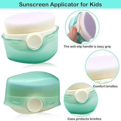 2 Pack Sunscreen Applicator for Kids, Makeup Brushes Sunblock with Protective Caps Sun Lotion Applicator Sun Cream Brush for Kids Women