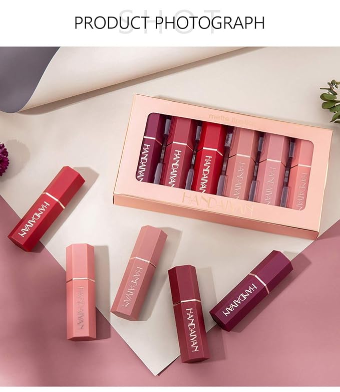 6 Colors Nude Moisturizer Smooth Lipstick, Matte Lipstick Long-Lasting