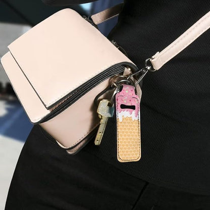 Horeset Ice Cream Chapstick Holder Keychain Slim Neoprene Gloss