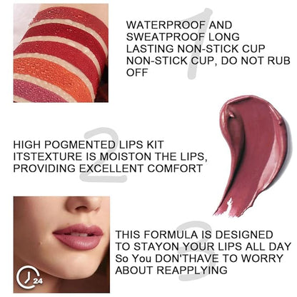 6Pcs Chocolate Matte Liquid Lipstick Lip Gloss Stain Gloss