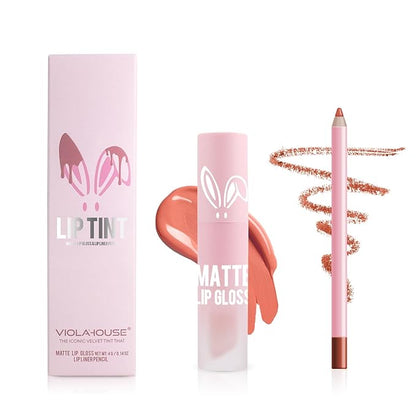 VIOLA HOUSE Lipstick Lip Liner Set, Matt Lipstick Non-Fading,
