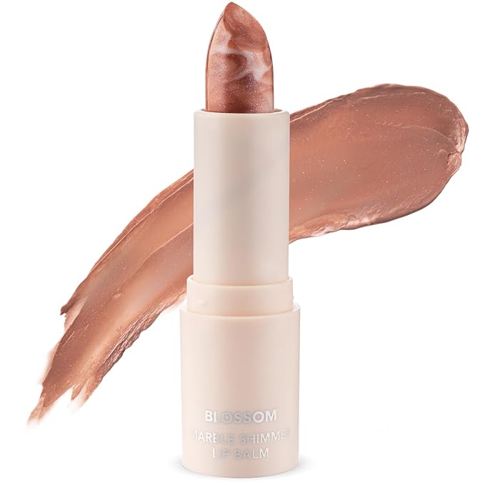 Blossom Marble Shimmer Lip Balm Moisturizing Lipstick with Shea Butter, Jojoba, Olive Oil, 0.12oz/3.5g, Desert Sand