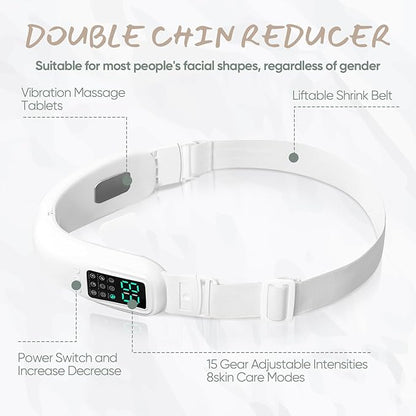 V-Face Electric Double Chin Device with 8 Modes & 15 Gear Adjustable Intensities - Intelligent V-Face Machine for Contouring Double Chin - H092