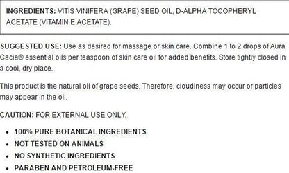 Aura Cacia Grapeseed Skin Care Oil | GC/MS Tested for Purity | 118ml (4 fl. oz.) (Pack of 2)