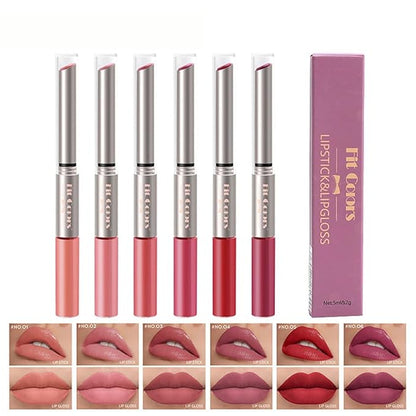 Matte Lipstick Lip Gloss Double-headed Nude Velvet Multicolor Gloss