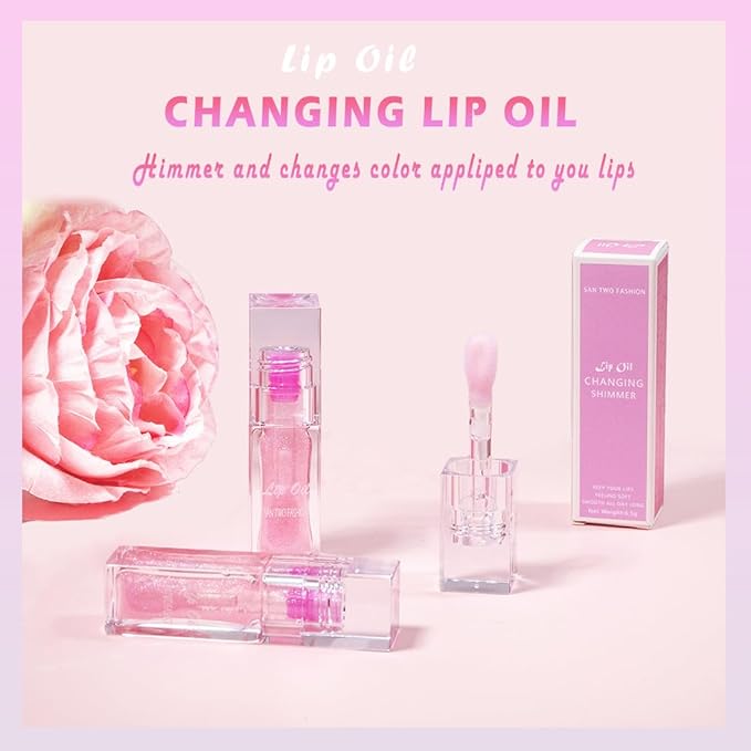 Magic Color Changing Lip Oil, Moisturizing Color Changing Lip Gloss, Nourishing Repairing Lip Glow Oil Non-Sticky Primer Lip Tint Fresh Clear Lip Care,1 PC