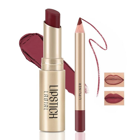 Boobeen 2 Pcs Lip Liner and Lipstick Set, Ultra-Long-Lasting