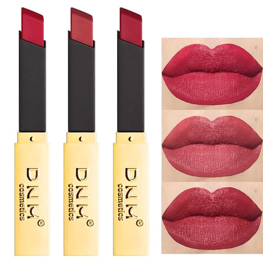evpct 3Pcs Plum Purple Mauve Dark Red Mauve Silky Velvet Matte Lipstick Lip Crayon Set for Women Waterproof Long Lasting 24 Hour Lipstick labiales matte larga duracion 24 mate 24 horas originales