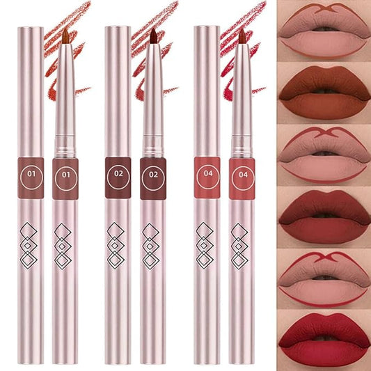 3pcs Matte Red Lip Liner Pencil Cream Retractable Recharge