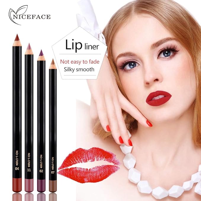 Slim Lip Pencil, Lip Liner and Lipstick Set Kit, Lip Liner Pens Set,12pcs set NICEFACE Waterproof Long lasting Lip Liner Pencil Lipliner Pen Makeup