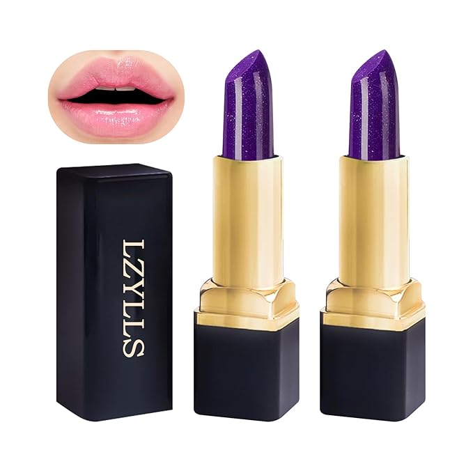Color Changing Change Lipstick,Magic Lipstick Jelly Lip Balm,Moisturizer Tinted Lip Tint Stain Long Lasting Waterproof Temperature Color Change Lip Gloss