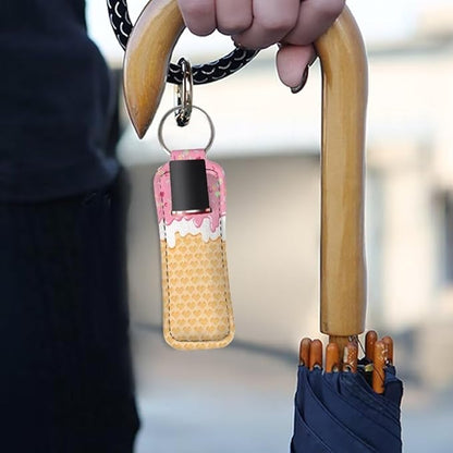 Horeset Ice Cream Chapstick Holder Keychain Slim Neoprene Gloss