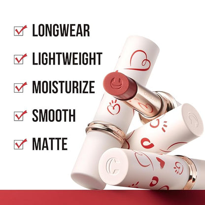 Valentine's Day Gift Matte Lipstick Set Hydrating Lip Color Makeup, Highly Pigmented Lipstick with Moisturizing Formula, Lightweight, Smooth (3count)