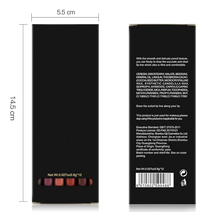 Slim Lip Pencil, Lip Liner and Lipstick Set Kit, Lip Liner Pens Set,12pcs set NICEFACE Waterproof Long lasting Lip Liner Pencil Lipliner Pen Makeup