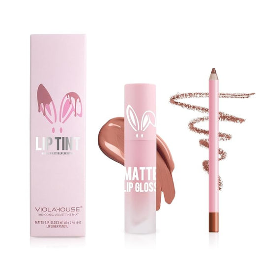 VIOLA HOUSE Lipstick Lip Liner Set, Matt Lipstick Non-Fading,