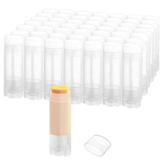 50 Pack 5ml Empty Lip Balm Tubes Refillable Lip Balm Containers DIY Plastic Lipstick Tubes Lip Gloss Balm Holder (clear)