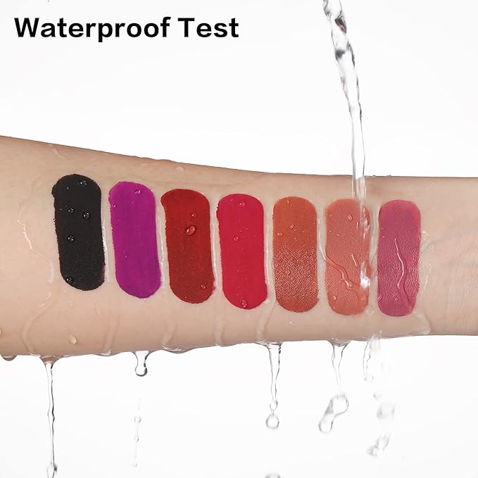 QiBest 7Pcs Matte Liquid Lipstick wiith 1Pc Lip